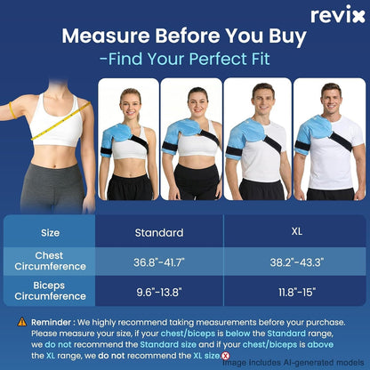 REVIX Shoulder Ice Pack for Rotator Cuff Cold Therapy, Arm Gel Ice Pack for Injuries Reusable, Flexible Cold Compression Wrap for Post-Workout Recovery, Fatigue and Shoulder Discomfort, Blue