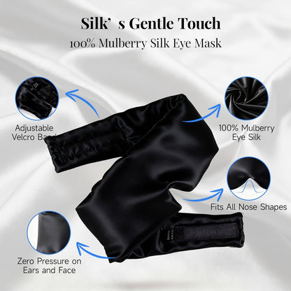Silk Sleep Mask – 100% Mulberry Silk Eye Mask for Sleeping, Soft Slip Feel, Adjustable Headband, Blackout for Side Sleepers, Men & Women | Soft Slip Feel, Adjustable Headband, Blackout for Side Sleepers, Men & Women