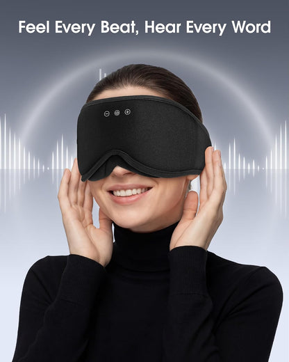 MUSICOZY Sleep Mask Bluetooth Headphones Eye Masks for Sleeping Headphone | 3D Wireless EyeMasks for Side Sleepers, 14-Hour Playtime, Ultra-Soft Breathable, Ultra-Thin Stereo Speakers for Women Men