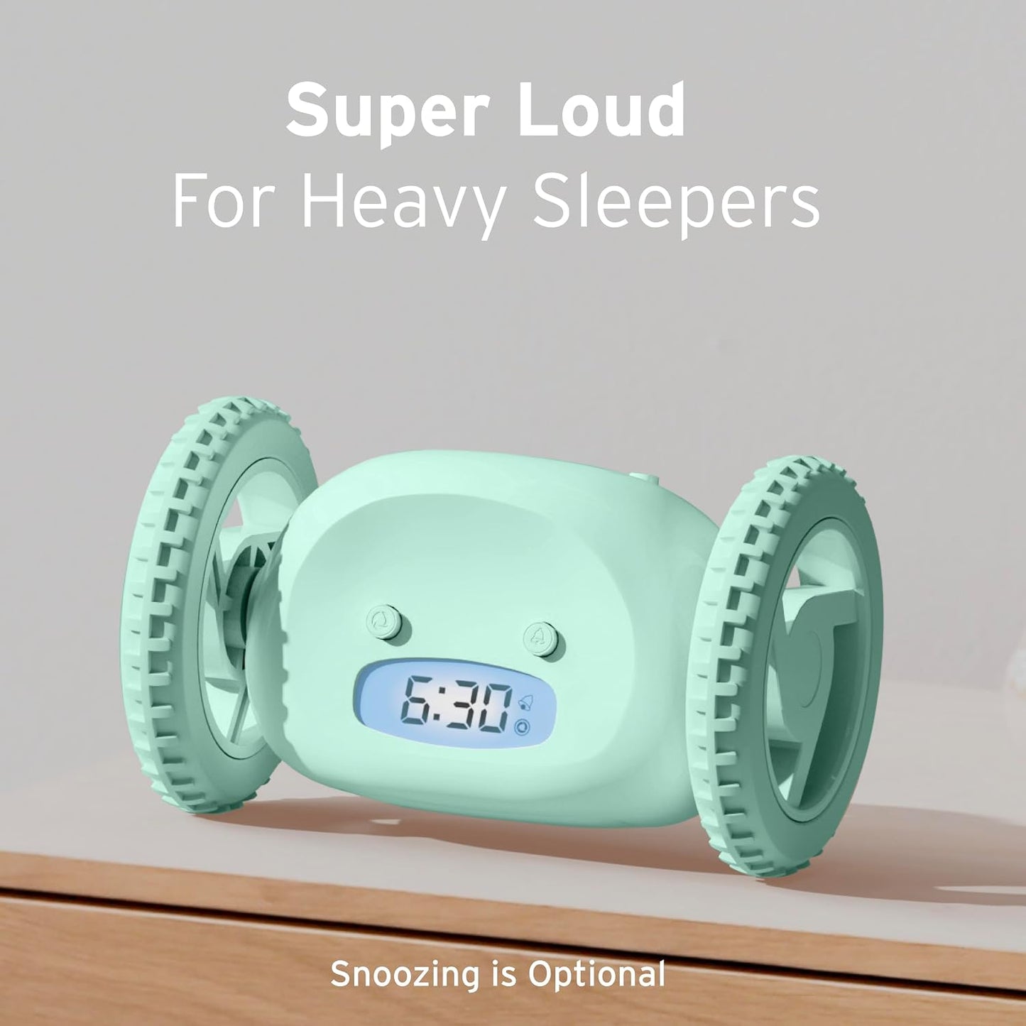 CLOCKY Alarm Clock on Wheels – Loud Rolling Alarm Clock for Heavy Sleepers | Runaway Clock that Jumps & Runs to Wake You Up | Funny Unique Gift for Adults, Teens & Kids Bedrooms (Black)
