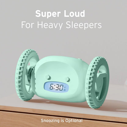 CLOCKY Alarm Clock on Wheels – Loud Rolling Alarm Clock for Heavy Sleepers | Runaway Clock that Jumps & Runs to Wake You Up | Funny Unique Gift for Adults, Teens & Kids Bedrooms (Black)