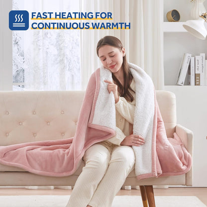 Sealy Electric Blanket Throw 50×60, Flannel to Sherpa, Charcoal