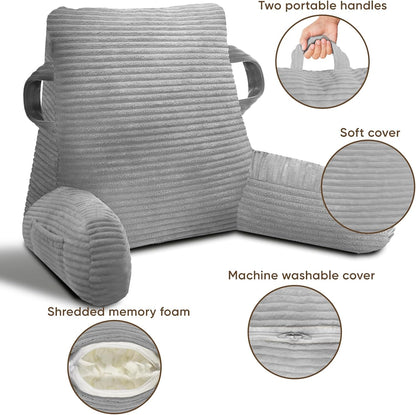 Reading Pillow for Sitting in Bed Adult, Memory Foam, Pockets