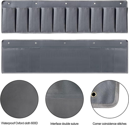 RVZONE RV Shoe Pockets 10 Pockets Heavy Hanging Bedside Storage Organizer with Sturdy Hooks Storage Pockets Hangs on bed for Shoes Toys and Tool Accessories
