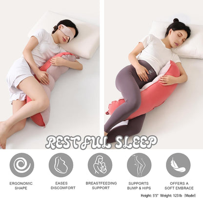 Peallow(Pat. Pend) – Long Round Body Pillow for Adults, Bolster Pillow for Sleeping, Soft and Supportive Pillow for Sleeping & Lumbar Support (Green-White, 29.5")