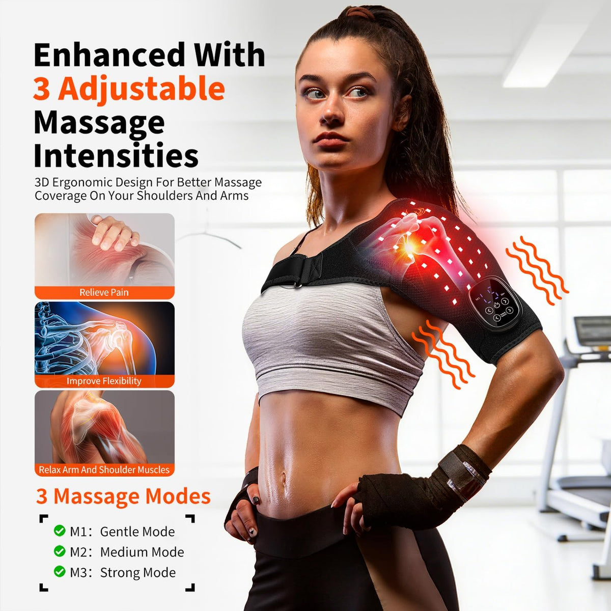 Seenew Cordless Red Light Therapy Shoulder Pad with Heat Massage, 72 LEDs