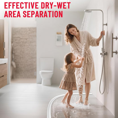Shower Threshold Water Dam Guard - Self-Adhesive Silicone Waterproof Barrier, Leak-Proof, Flexible, Easy Installation, Customizable Length for Showers, Bathtubs, Sinks, and Countertops by Hzetuu