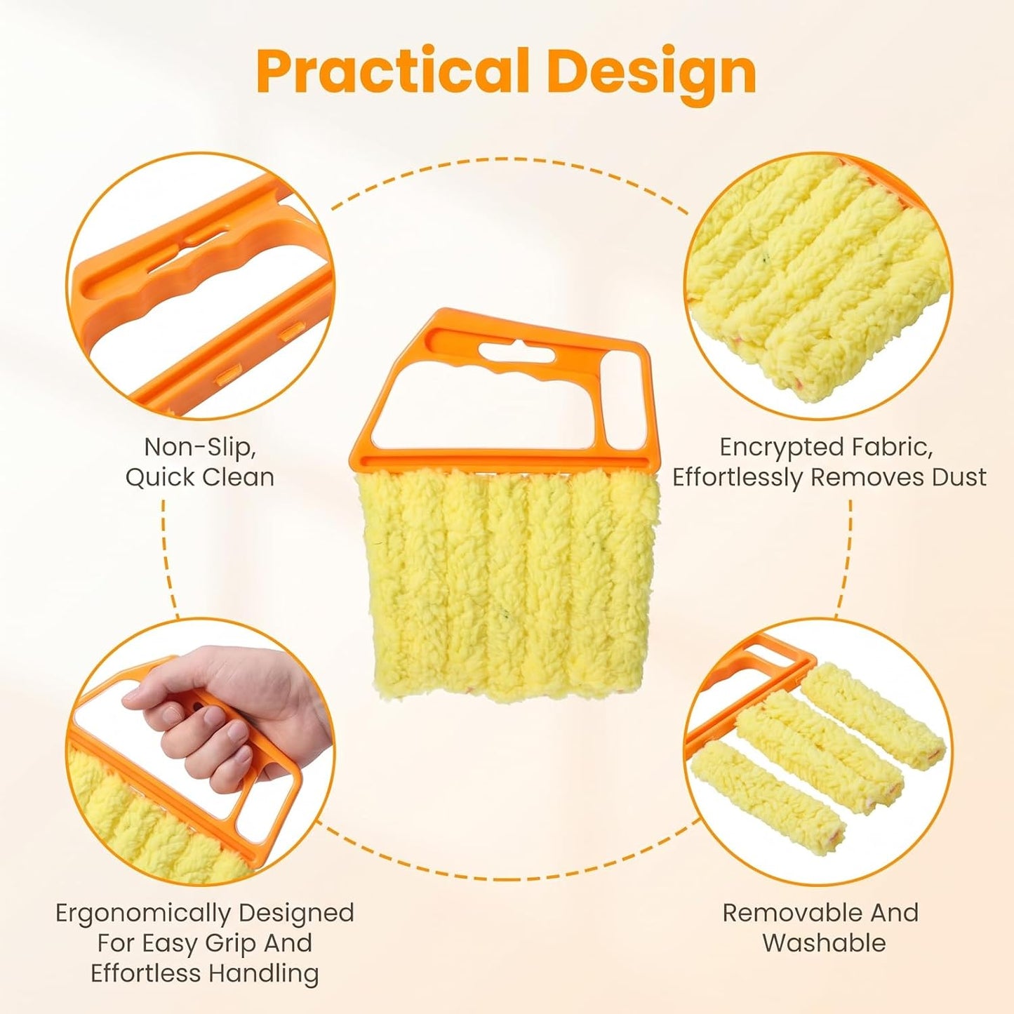 2pcs Blind Cleaner Duster Tool, 7-Finger Dusting for Window Air Vent | Dusting Cleaning Brush, Dusting Cleaner Tool for Window Air Conditioner, Blinds Cleaner Microfiber Washable for Dust Dirt