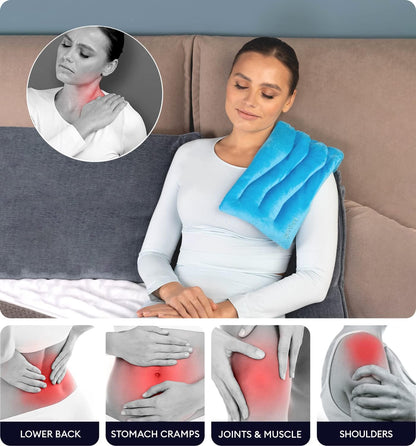 GENIANI Microwavable Heating Pad for Neck and Shoulders with Herbal - Calming Weighted Cordless Neck Wrap - Heat Pad - Hot and Cold Compress (Cloud Grey)