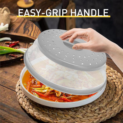 2 Pack Collapsible Microwave Splatter Cover, Red & Grey | Vented Microwave Splatter Guard Food Cover with Hook Hole, Vegetable Fruit Colander Multi-function Kitchen Gadget