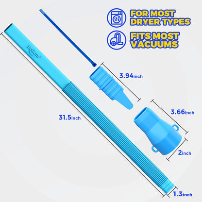 Holikme Dryer Vent Cleaner Kit, Vacuum Hose Attachment, 1-Piece, Blue | Adjustable Cable Tie for Easy Attachment, Flexible Lint Brush Removes Lint from Dryer Lint Screens and Tight Spaces