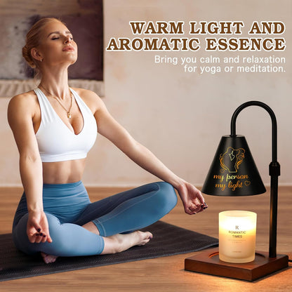 Candle Warmer Lamp Wood with Timer, Dimmable Electric Candle Lamp Warmer for Jar Candles, 2*35 Watt Bulb, Mothers Day Birthday Gifts for Women Men, Decorative Wooden Candle Lamp for Bedroom Home Decor