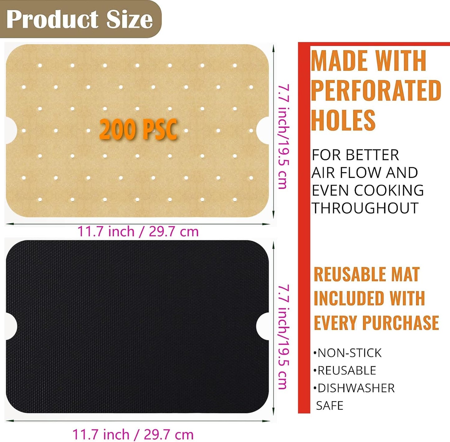 WMKGG Silicone Air Fryer Liners, 2PCS Air Fryer Silicone Liners | Reusable Rectangular Non-Stick Basket Accessories for Ninja Foodi Dual DZ201/DZ401 8-10QT