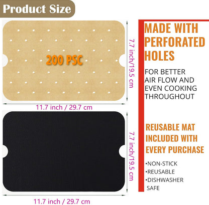 WMKGG Silicone Air Fryer Liners, 2PCS Air Fryer Silicone Liners | Reusable Rectangular Non-Stick Basket Accessories for Ninja Foodi Dual DZ201/DZ401 8-10QT