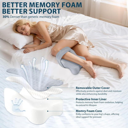 Knee Pillow for Side Sleepers Hip Pain Relief,Leg Pillow for Side Sleeping w/ Adjustable Strap,Sciatica Back Pain Relief,Pillow for Between Knees|leg While Sleeping,Knee Pillow Support Spine Alignment