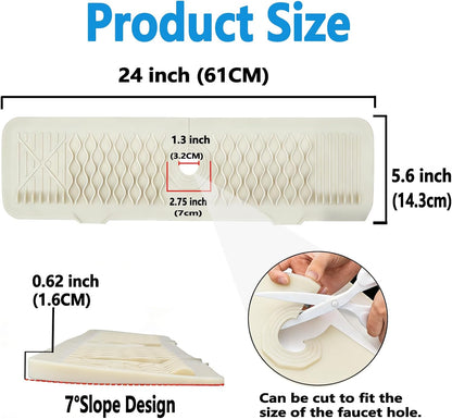 Kitchen Sink Splash Guard Gen2-30" x 6'' Silicone Sink Mat Splash Guard fit for Countertop, Bathroom,Farmhouse,RV by EBIGIC (Grey)