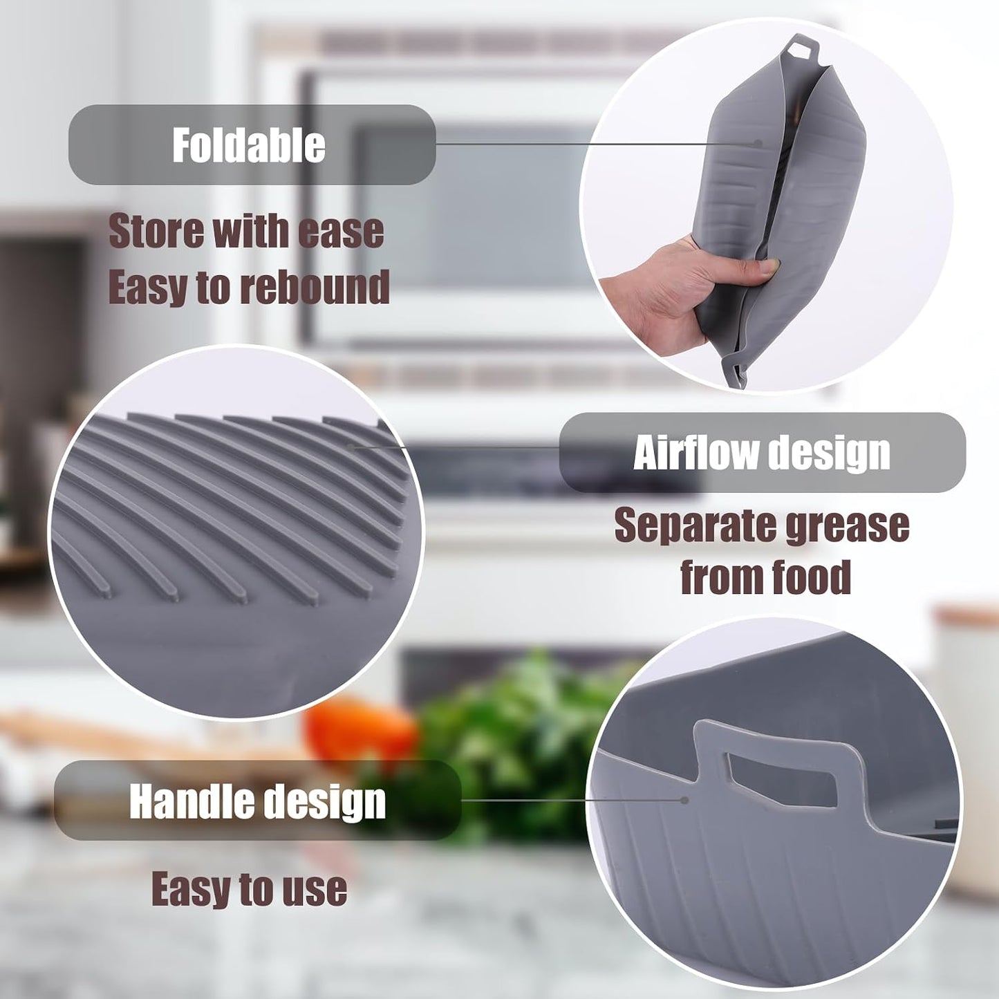 Golden Associate Silicone Liners Square for 8 to 8.5 inch Air Fryer, 2 Pcs Non-stick Food-grade Reusable Basket Baking Tray Airfryer Accessories