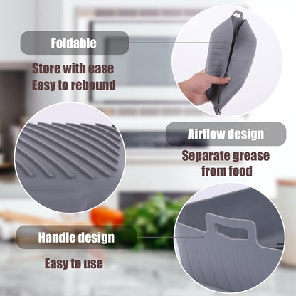 Golden Associate Silicone Liners Square for 8 to 8.5 inch Air Fryer, 2 Pcs Non-stick Food-grade Reusable Basket Baking Tray Airfryer Accessories