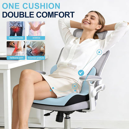 Seat Cushion for Office Chair and Car, L-Shaped Ergonomic Car Seat Cushions, Memory Foam Chair Cushion, Lumbar Support Pillow for Wheelchair, Car, Home, Office, Desk, Black