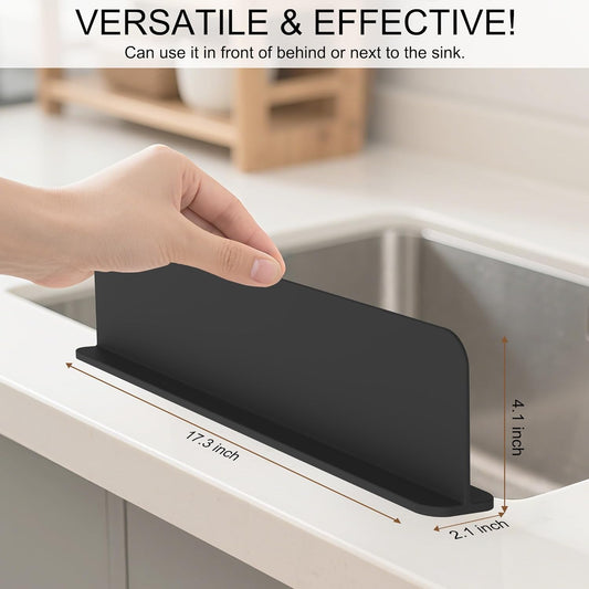Mofason Silicone Sink Splash Guard for Kitchen Water Splash Guard, Black