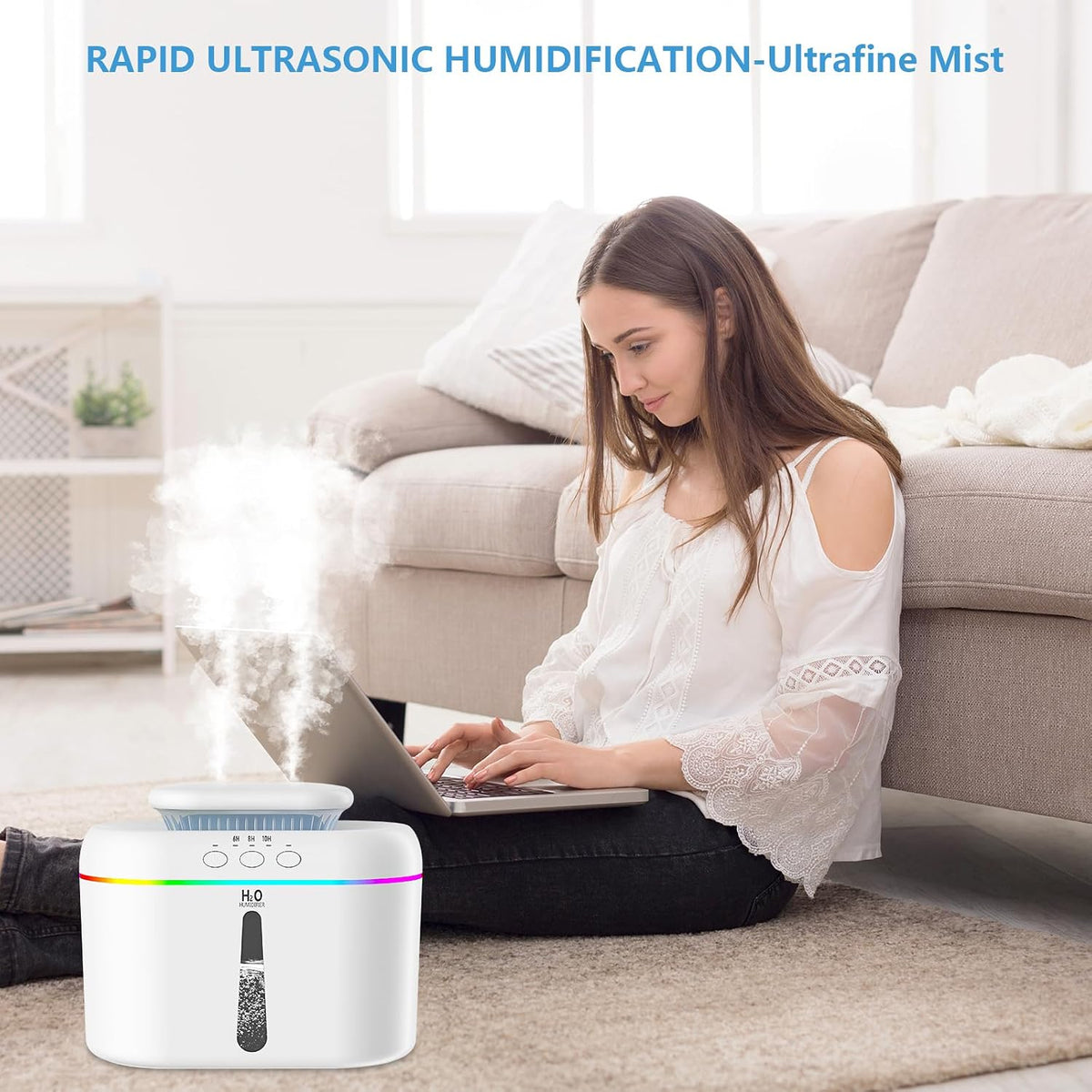 LISACOOL 2L humidifiers Ultra Quiet Supersized Cool Mist Air for Bedroom