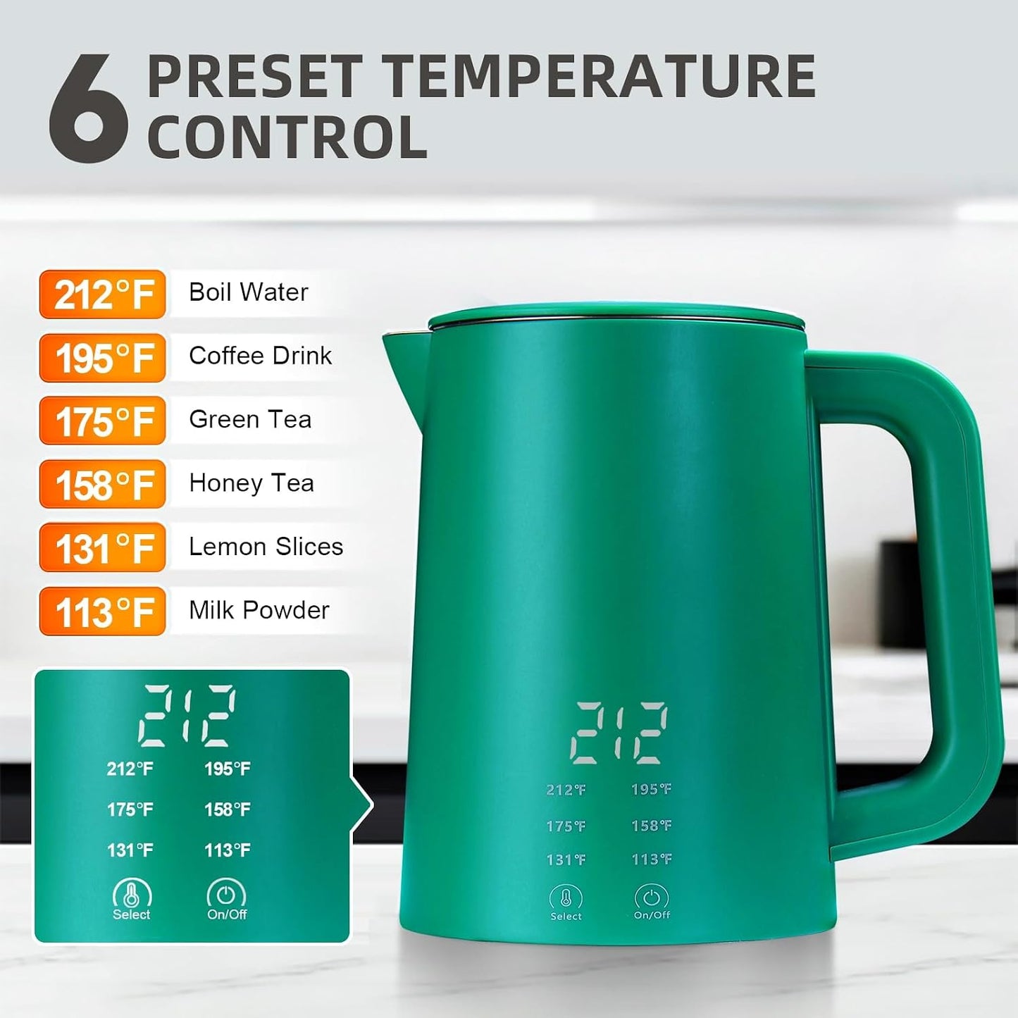 650ml Small Portable Travel Electric Kettle Little Hot Water Boiler | 6 Temperature Control,800W Dual Voltage 110-240V,304 Stainless Steel,12H Keep Warm