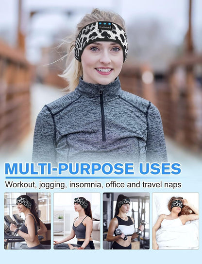LC-dolida Sleep Headphones Bluetooth 5.4, Headband Headphones Earphones Wireless, Sleep Mask for Gifts,Workout,Jogging,Yoga(Purple)