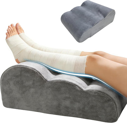 Leg Wedge Pillow Post Surgery, High-Density Foam Leg Elevation Pillow with Velvet Cover for Sleeping Swelling Blood Circulation and Knee Ankle Pain Relief, Grey