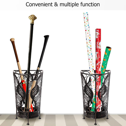 Dualplex Umbrella Holder Umbrella Stand Rack Metal Entry Hallway Décor w/Removable Drip Tray for Home Office Holds Umbrellas Canes Walking Sticks 16" Tall (Square, Antique)