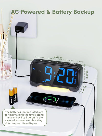Vibrating Alarm Clock for Heavy Sleepers, 3-Level Bed Shaker, Dual Alarms