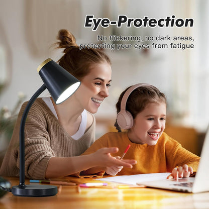 EJIAXIN Clip on Desk Lamp for Home Office - Small LED Touch Dimmable Reading Light for College Dorm Room - Adjustable Flexible Gooseneck Clamp Light Table Lamp for Bedside Bedroom Bed Headboard White