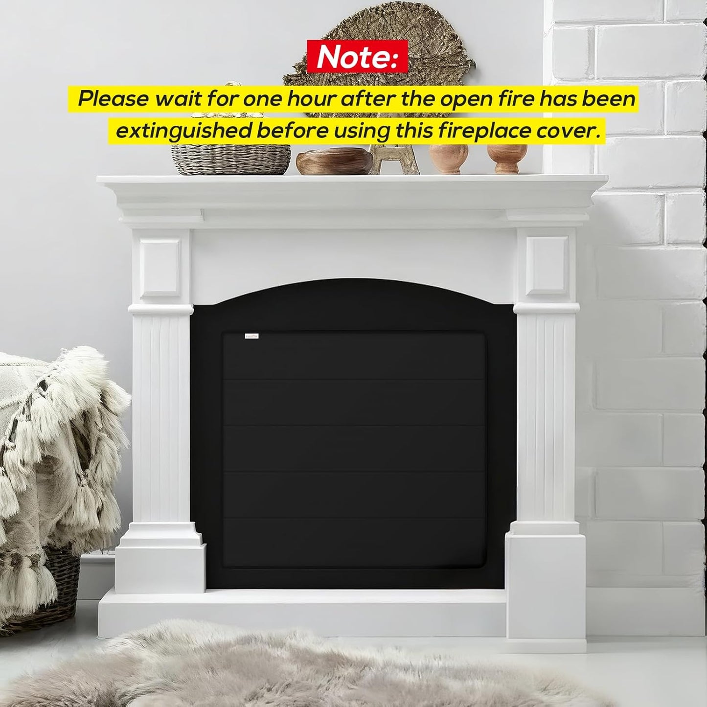 PAWBOSE Magnetic Fireplace Cover - Stop Heat Loss & Keep Drafts Out with Built-in 12 Strong Magnets for Iron Fireplace Frame, 39x32 Inch