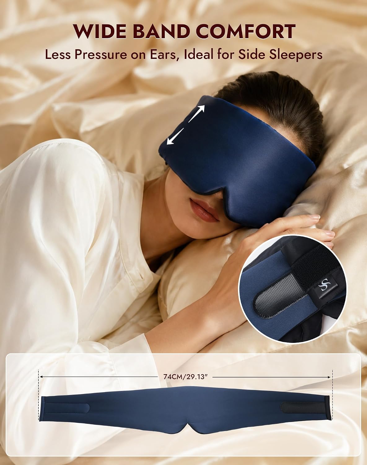 SilkSilky 22 Momme Mulberry Silk Sleep Mask for Side Sleepers, Black