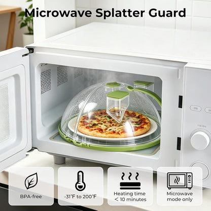 UFORU 10-Inch Foldable Microwave Splatter Cover for Food with Water Steamer | Clear Plate Cover with Handle Helps Contain Food Splatter Guard,Collapses for Compact Drawer or Cabinet Storage,Space-Saving