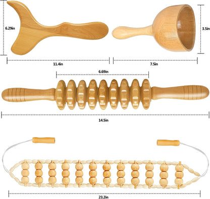 AICNLY 4 Pcs Wood Therapy Massage Tools for Body Shaping, Maderoterapia kit