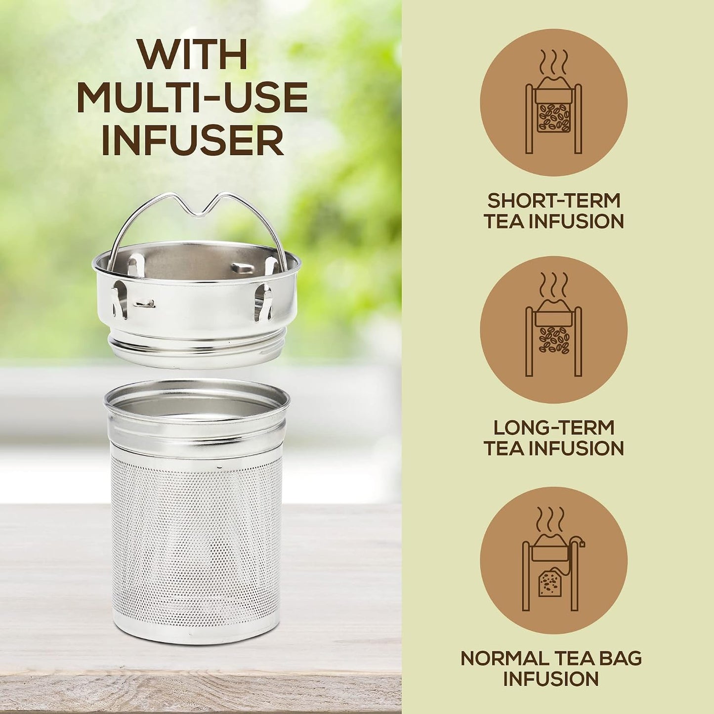 Leaflife Premium Bamboo Tea Infuser Bottle for Loose Tea - Tea Gifts