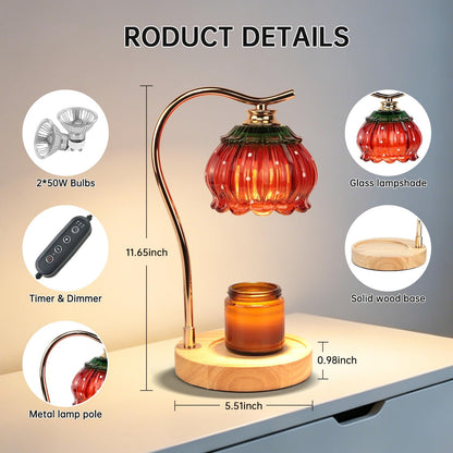 Fragrance Candle Warmer Lamp with 2 Bulbs Electric Candle Warmer with Timer & Dimmer for Home Decor