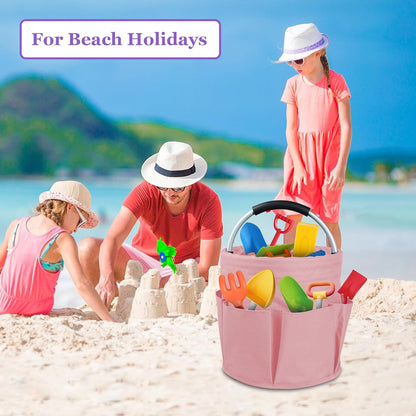17L Cleaning Caddy with Handle and 6 Pockets, Foldable Cleaning Supply Caddy, Portable Shower Caddy in 600D Oxford Fabric, Multifunctional Storage Basket for Camping, Gardening, Black