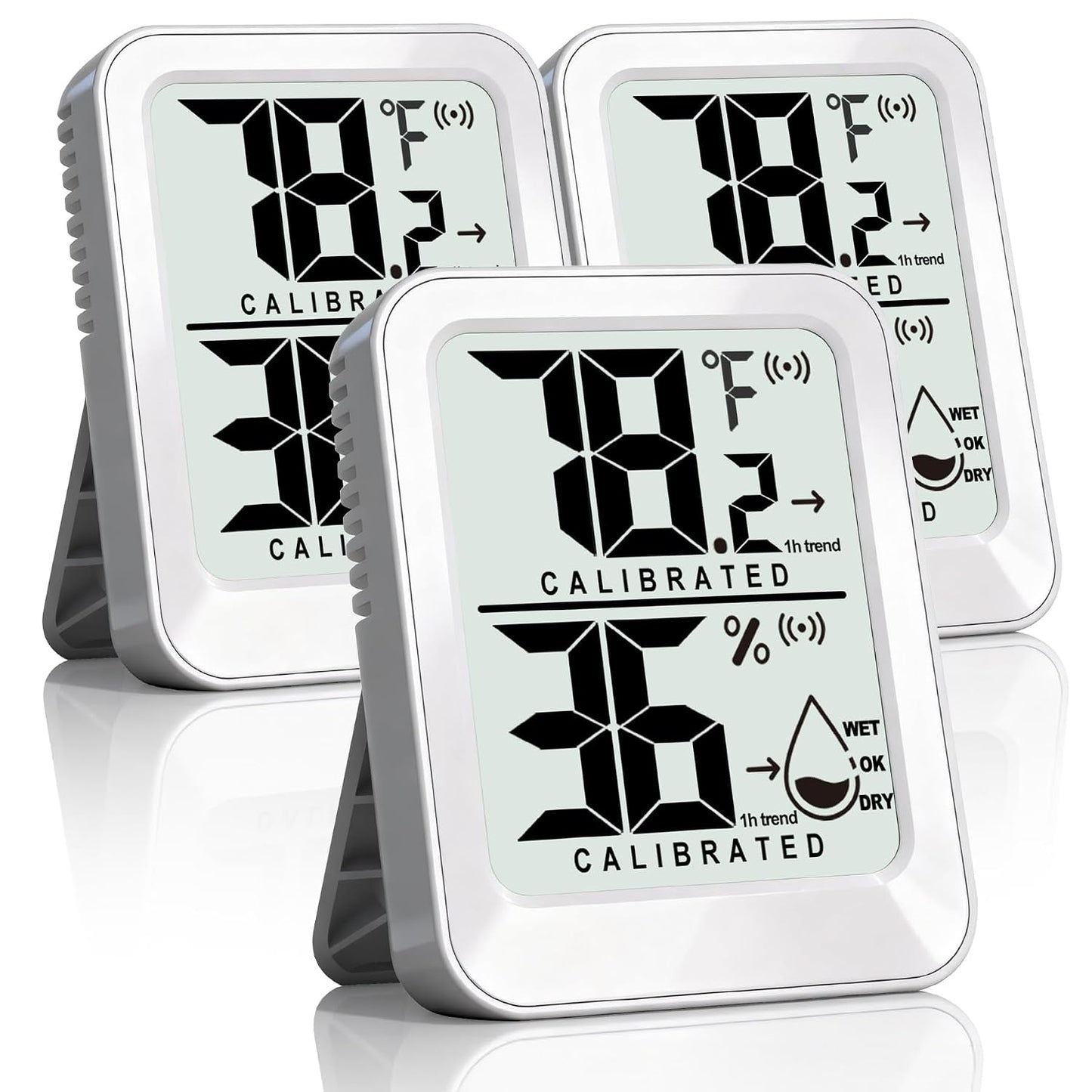 AyayaBoss 3 Pack Room Thermometer Indoor Hygrometer | Mini Size, Monitor Temperature & Humidity, Accurate Fast Read, Easy To View, Kickstand/Hanging/Wall Adhesive, ℉/℃, w/ Battery
