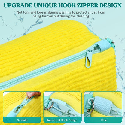 Shoe Washing Machine Bag 2 Pack, Laundry Shoe Bag for Washer and Dryer | 360°Deep Clean Durable Shoes, Reusable Shoe Cleaner Bags, Sneaker Washing Machine Bag, Yellow