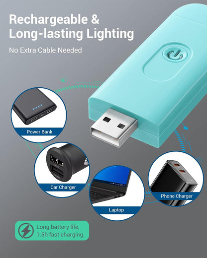 DEWENWILS USB Rechargeable Book Reading Light, 3000K Warm White, Brightness Adjustable Clip on LED Bookmark Lamp at Night in Bed, Portable Booklight for Bookworms, Kids