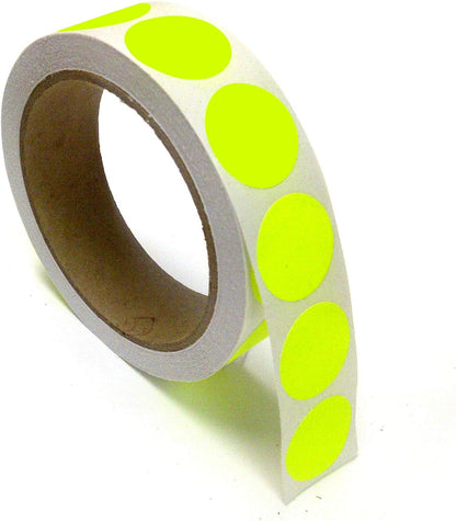 Blank Color Coding Stickers, Writable Surface â€“ 500 Permanent Labels per Roll (Yellow Fluorescent, 1.5" Circle)