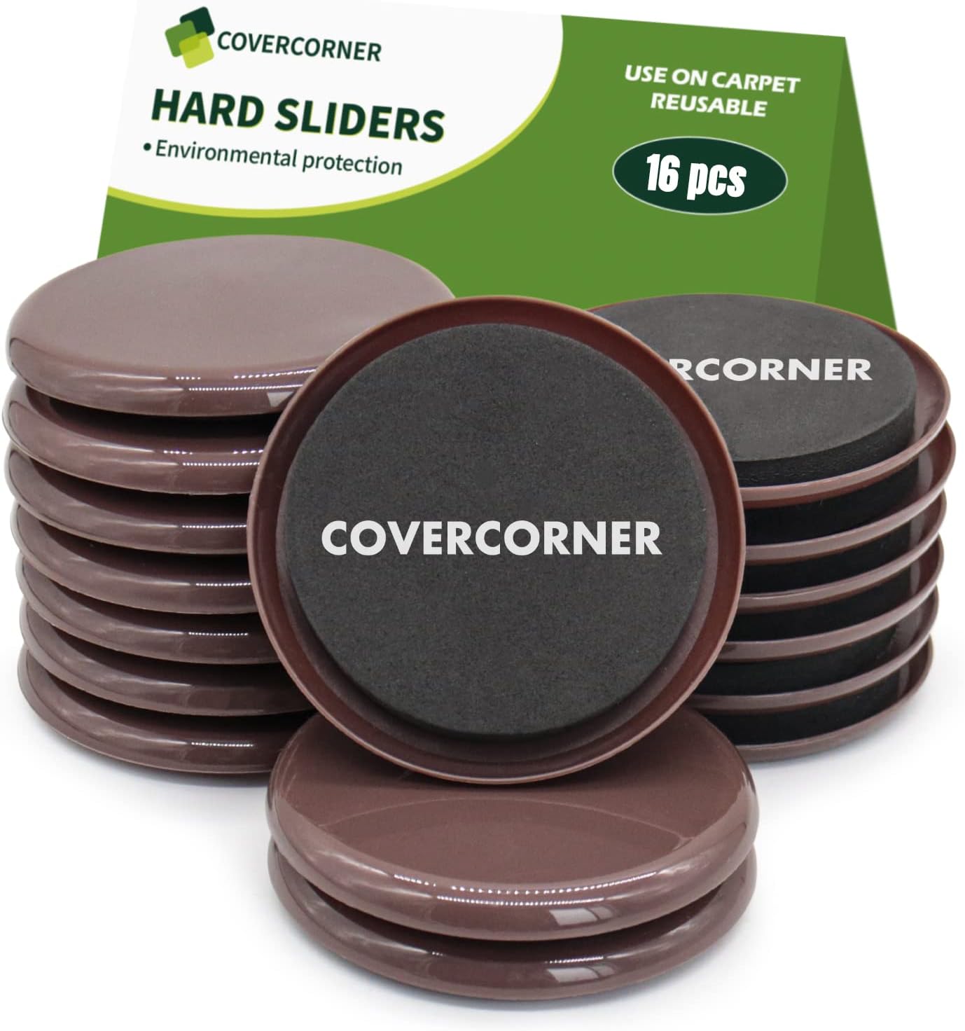 Furniture Sliders for Carpet 8 PCS - 3 1/2" Beige | Furniture Moving Sliders, Chair Leg Floor Protectors, Carpet Sliders for Furniture - Move Your Furniture Easily & Safely