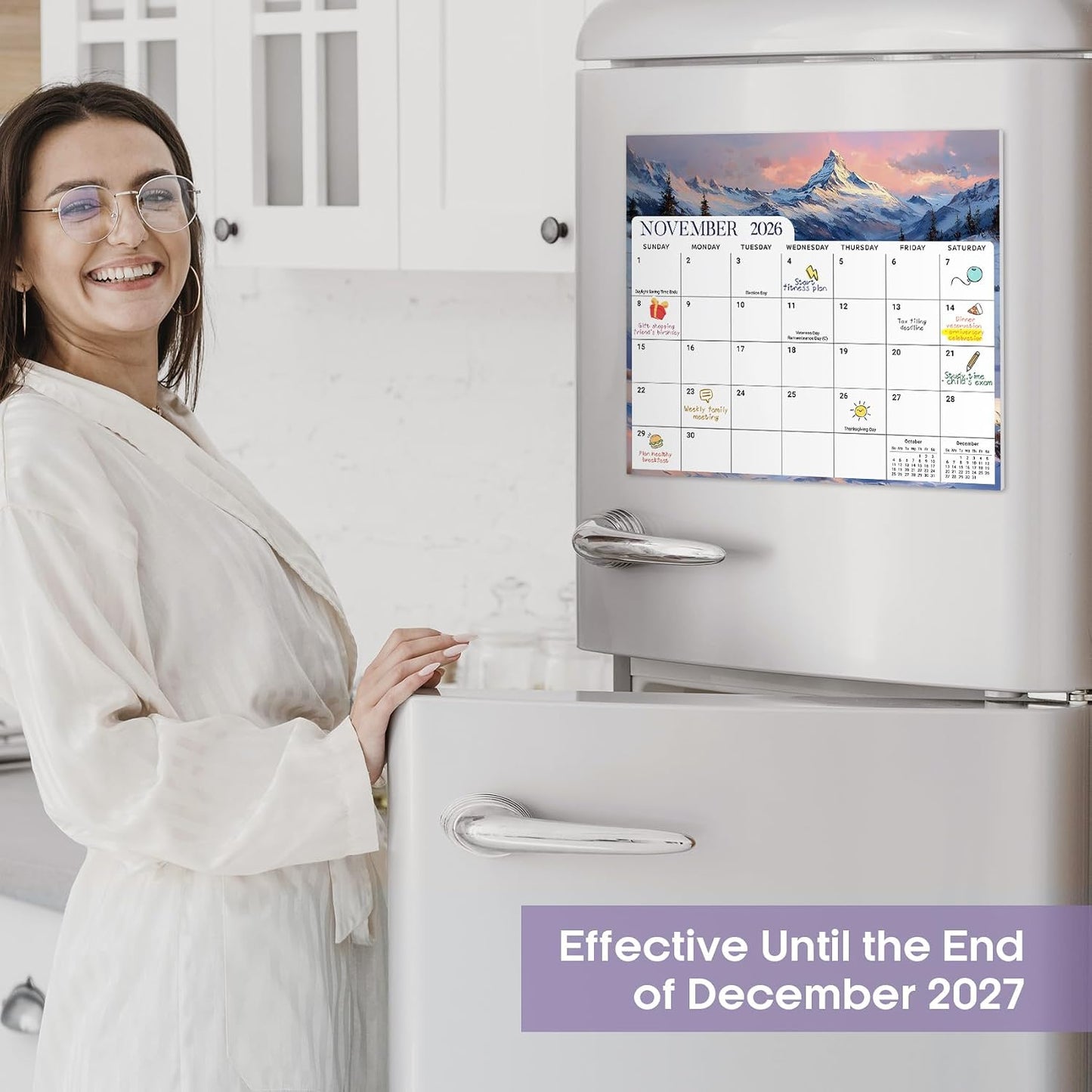 2026-2027 Magnetic Calendar for Refrigerator, Apr 2026-Dec 2027 | 21-Month Fridge Calendar 2026-2027 for Home Planning, Scheduling and Easy Organization, Greenery