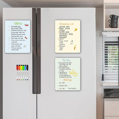 Magnetic Dry Erase Board – 8.5”x11” Reusable Lined Dry Erase List Board for Fridge 2 Pcs – Marker Included