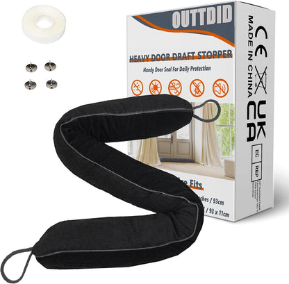 Weighted Door Draft Stopper, Under Door Seal for Bottom of Door, 36inch | Heavy Duty Under the Door Draft Blocker, Soundproof & Thermal Insulation, Noise & Wind Blocker, Black