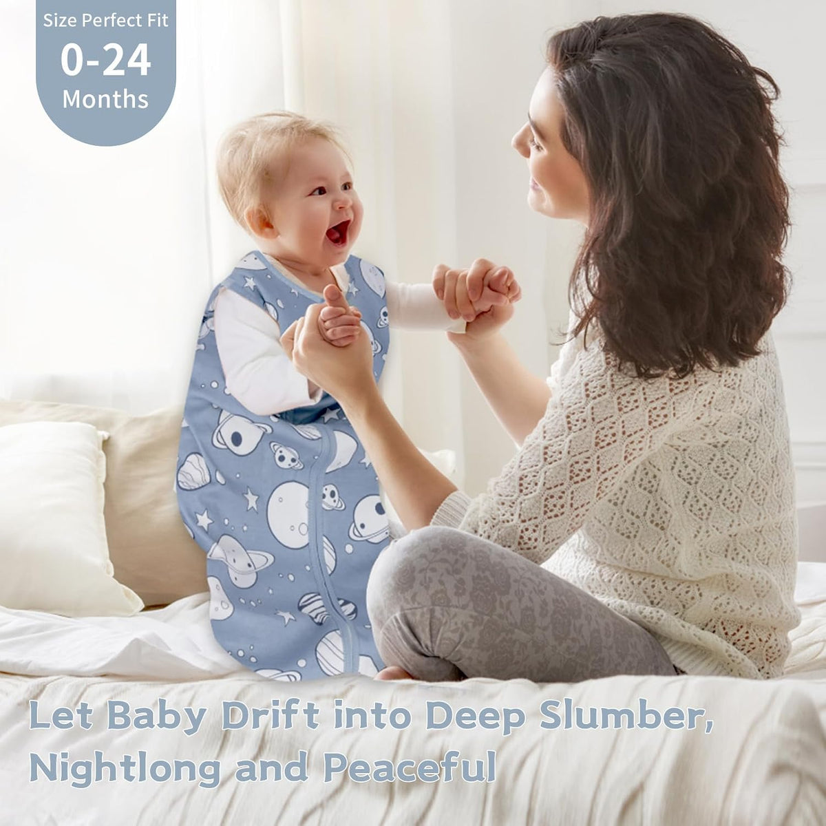 Baby Sleep Sack 0-6 Months, 100% Cotton Wearable Blanket, 0.5 Tog, 3 Pack