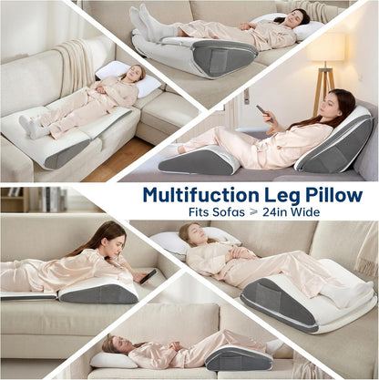 Vekkia Knee Wedge Pillow for Back Sleeping,Dual-Layer Adjustable Leg Pillow | Elevation Pillow with Dual Handles, idea for Legs Post-Surgery, Knee Support, Lower Back Pain Relief, Blood Circulation