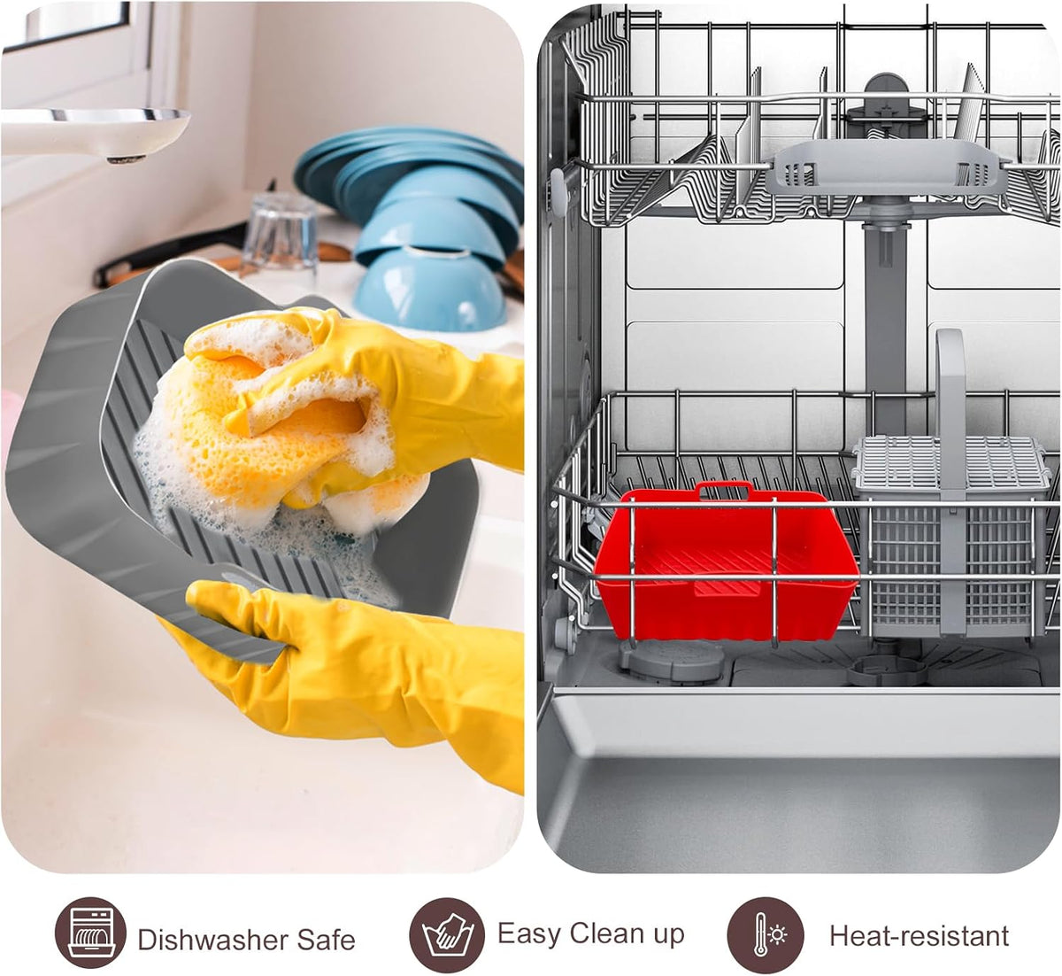 Golden Associate Silicone Liners Square for 8 to 8.5 inch Air Fryer, 2 Pcs Non-stick Food-grade Reusable Basket Baking Tray Airfryer Accessories