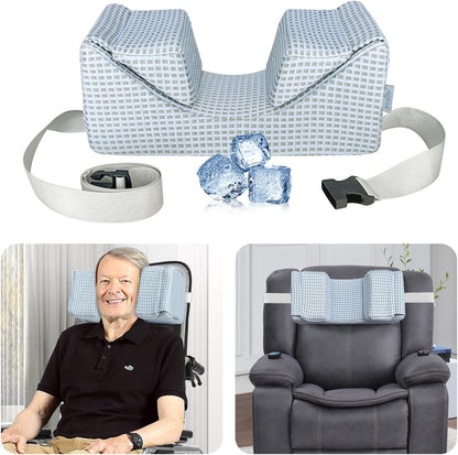 AOSSA Wheelchair Headrest Neck Stabilizer Head Support Pillow for Recliner High Back Wheelchair Head Positioning Wedge Neck Support Positioner Keep Head Straight Medical Foam Wedge